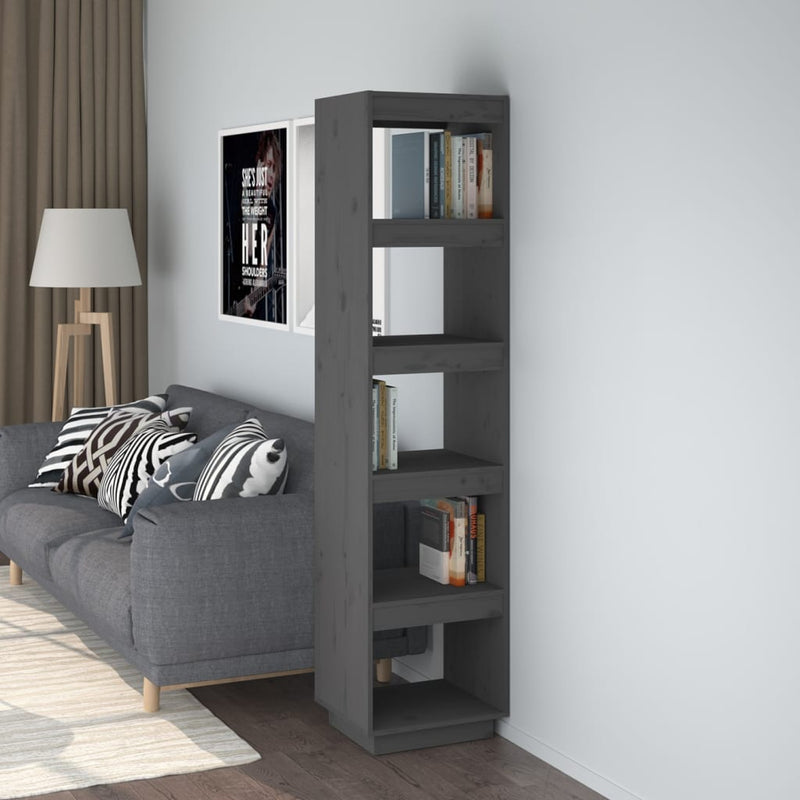 Boekenkast/kamerscherm 40x35x167 cm massief grenenhout grijs MeubelReus
