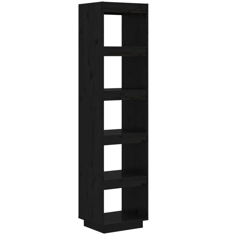 Boekenkast/kamerscherm 40x35x167 cm massief grenenhout zwart MeubelReus