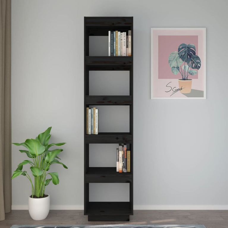 Boekenkast/kamerscherm 40x35x167 cm massief grenenhout zwart MeubelReus