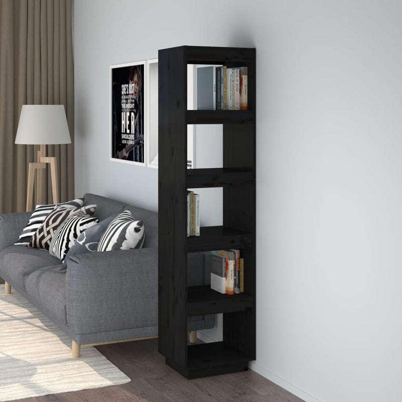 Boekenkast/kamerscherm 40x35x167 cm massief grenenhout zwart MeubelReus