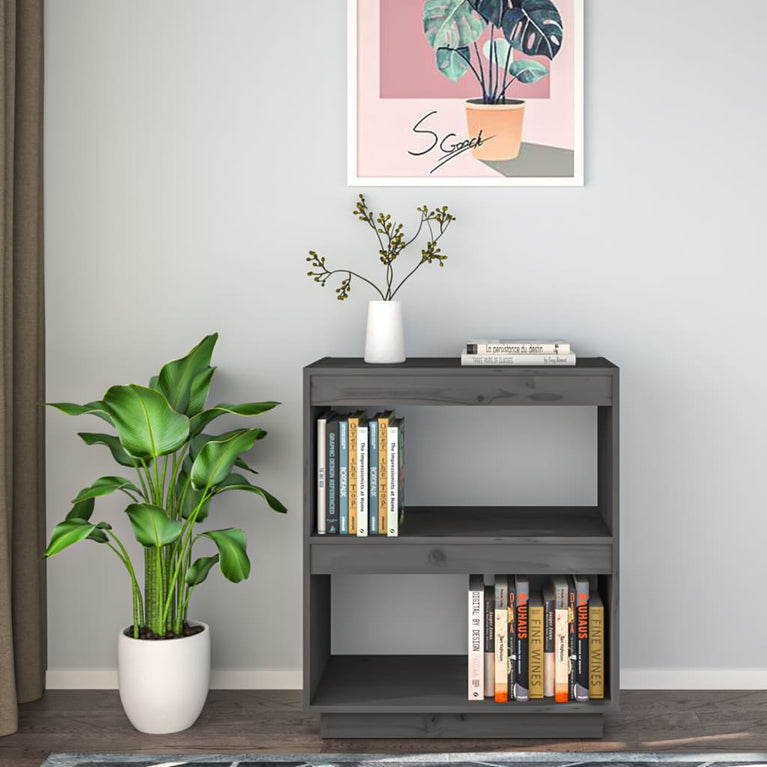 Boekenkast 60x35x71 cm massief grenenhout grijs MeubelReus