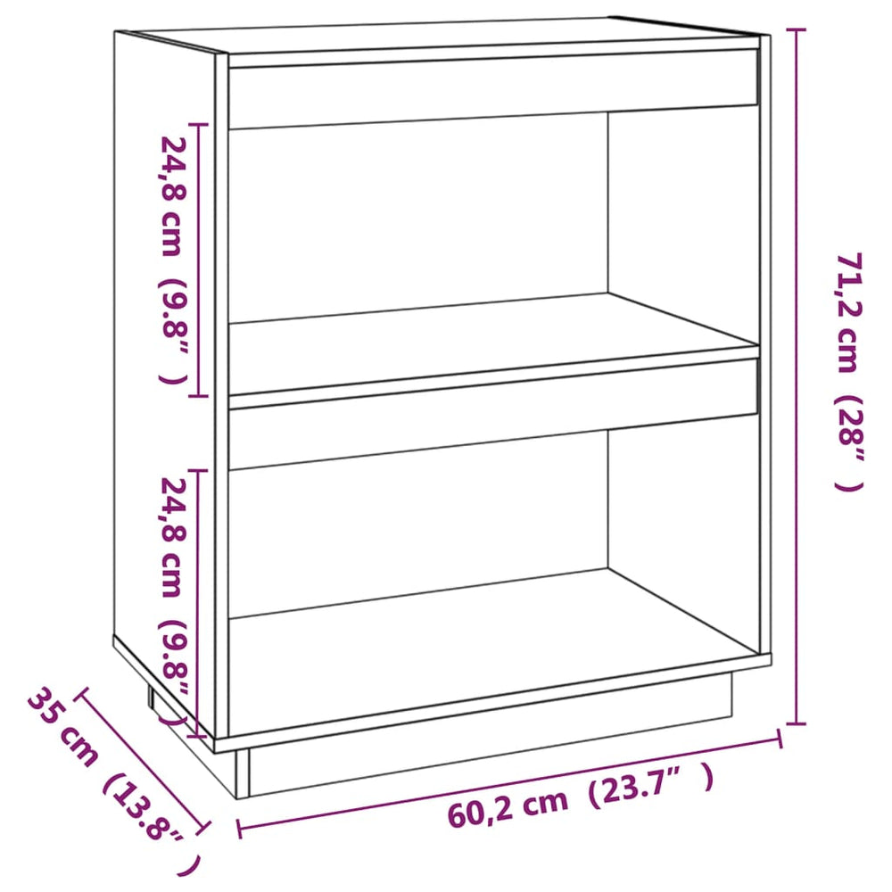 Boekenkast 60x35x71 cm massief grenenhout honingbruin MeubelReus