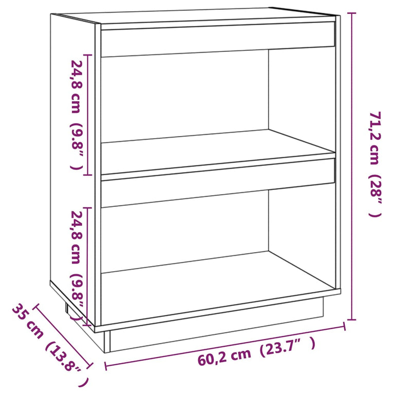 Boekenkast 60x35x71 cm massief grenenhout honingbruin MeubelReus