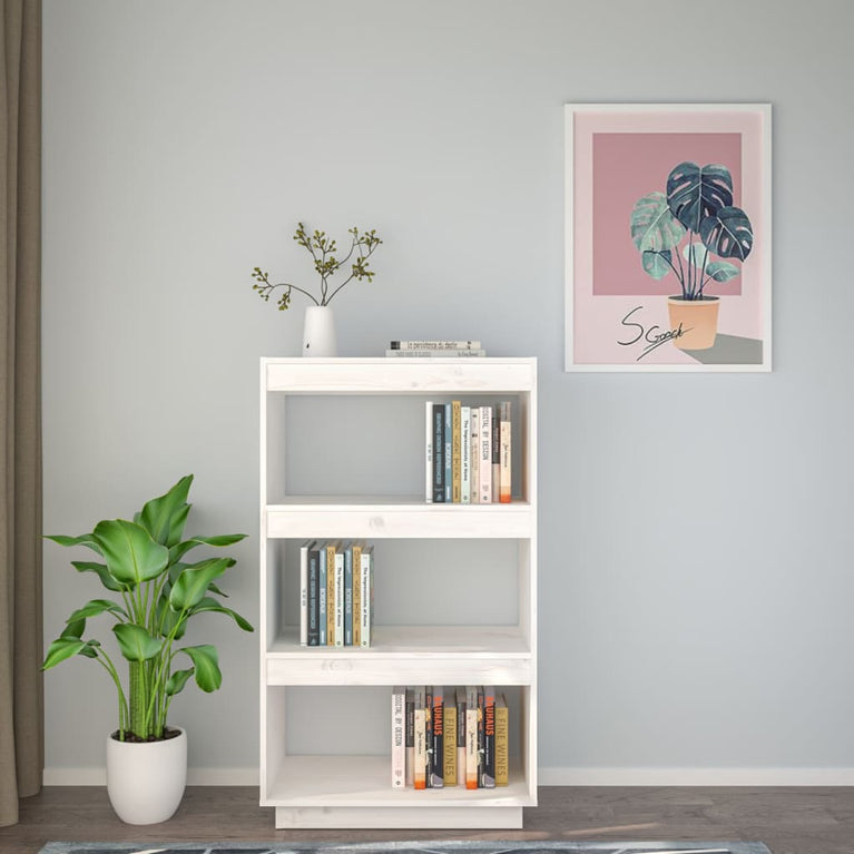 Boekenkast/kamerscherm 60x35x103 cm massief grenenhout wit MeubelReus