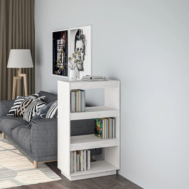 Boekenkast/kamerscherm 60x35x103 cm massief grenenhout wit MeubelReus