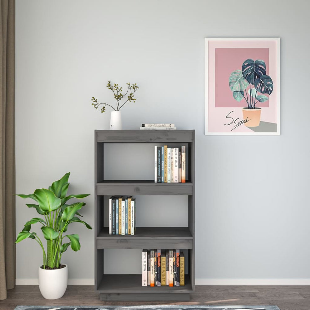 Boekenkast/kamerscherm 60x35x103 cm massief grenenhout grijs MeubelReus