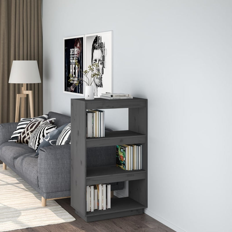 Boekenkast/kamerscherm 60x35x103 cm massief grenenhout grijs MeubelReus