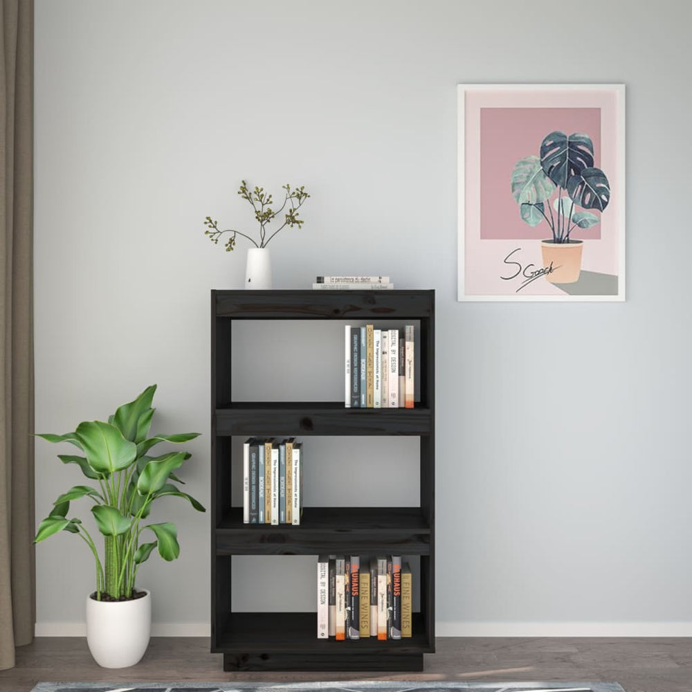Boekenkast/kamerscherm 60x35x103 cm massief grenenhout zwart MeubelReus