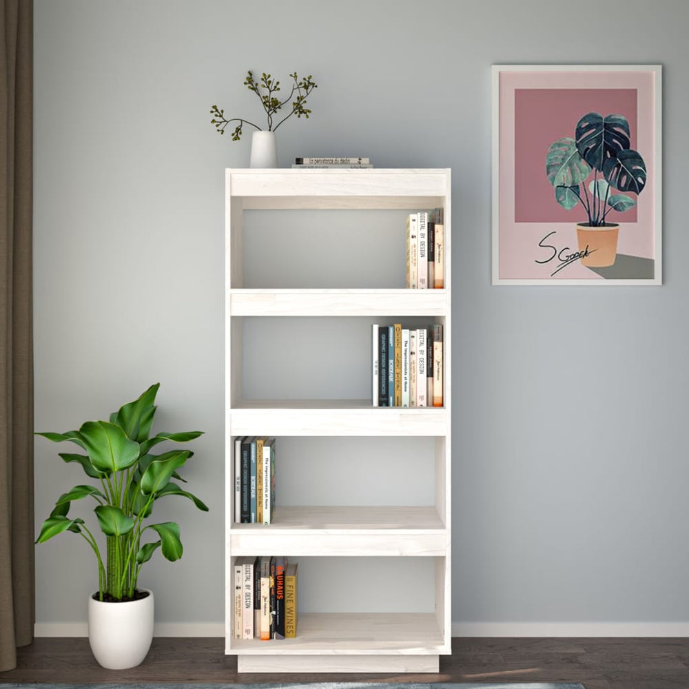 Boekenkast/kamerscherm 60x35x135 cm massief grenenhout wit MeubelReus