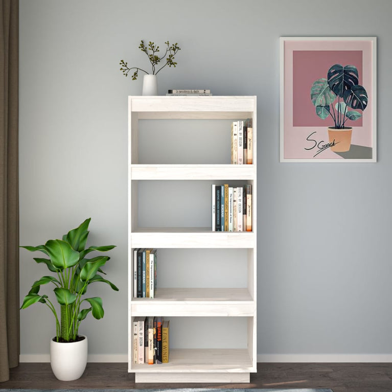 Boekenkast/kamerscherm 60x35x135 cm massief grenenhout wit MeubelReus