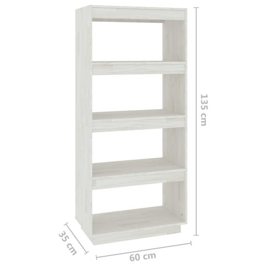 Boekenkast/kamerscherm 60x35x135 cm massief grenenhout wit MeubelReus