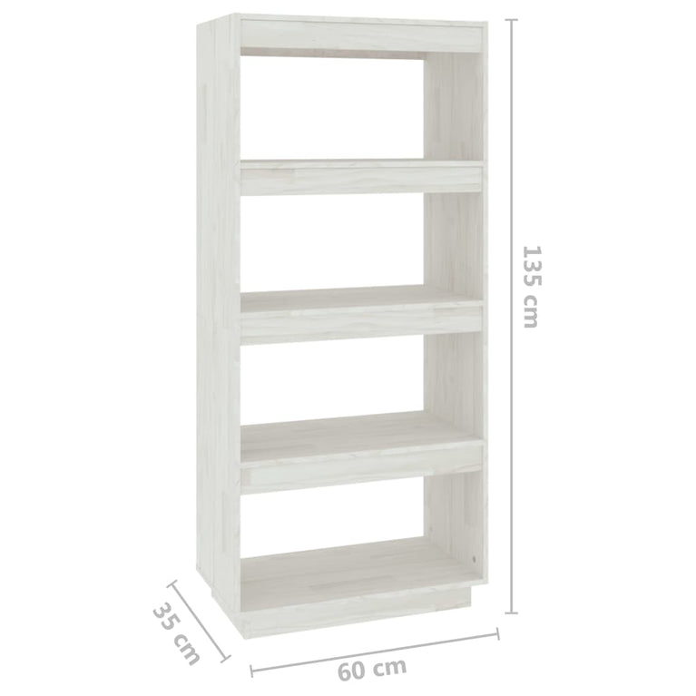Boekenkast/kamerscherm 60x35x135 cm massief grenenhout wit MeubelReus