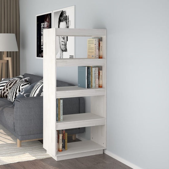 Boekenkast/kamerscherm 60x35x135 cm massief grenenhout wit MeubelReus