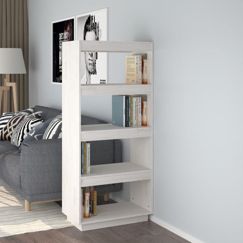 Boekenkast/kamerscherm 60x35x135 cm massief grenenhout wit MeubelReus