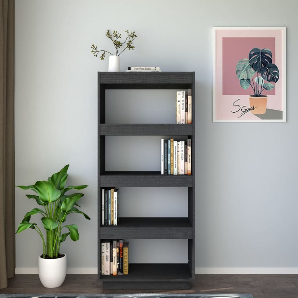 Boekenkast/kamerscherm 60x35x135 cm massief grenenhout grijs MeubelReus