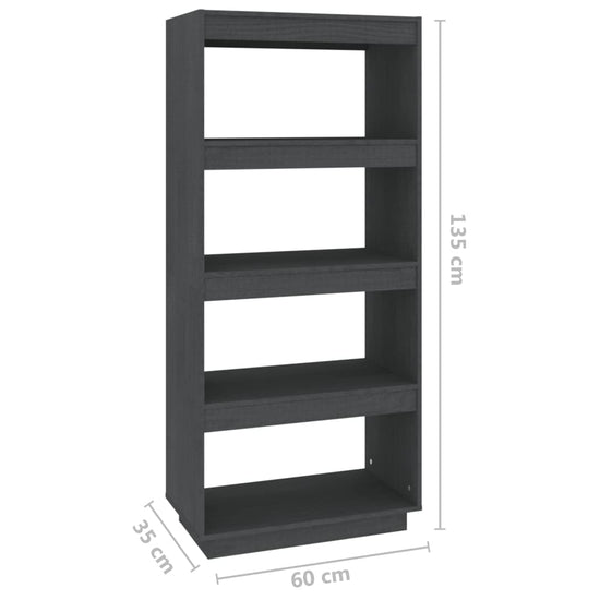 Boekenkast/kamerscherm 60x35x135 cm massief grenenhout grijs MeubelReus