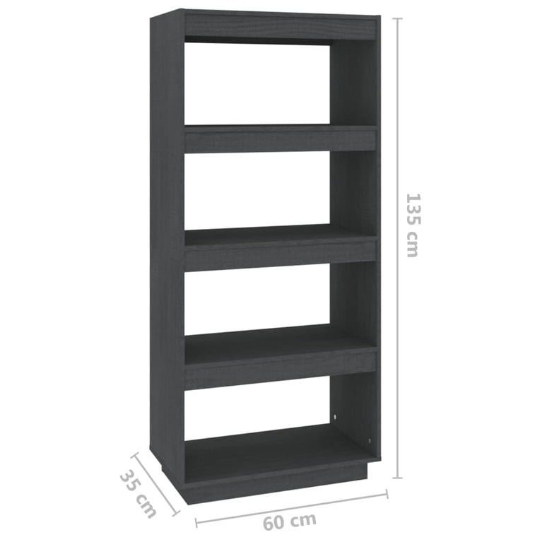 Boekenkast/kamerscherm 60x35x135 cm massief grenenhout grijs MeubelReus