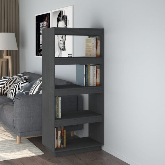 Boekenkast/kamerscherm 60x35x135 cm massief grenenhout grijs MeubelReus