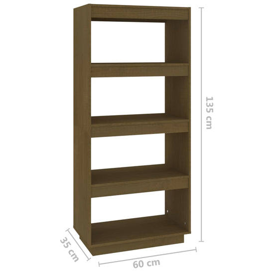 Boekenkast/kamerscherm 60x35x135 cm grenenhout honingbruin MeubelReus