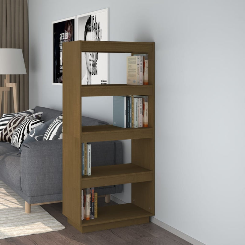 Boekenkast/kamerscherm 60x35x135 cm grenenhout honingbruin MeubelReus