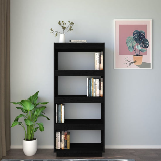 Boekenkast/kamerscherm 60x35x135 cm massief grenenhout zwart MeubelReus