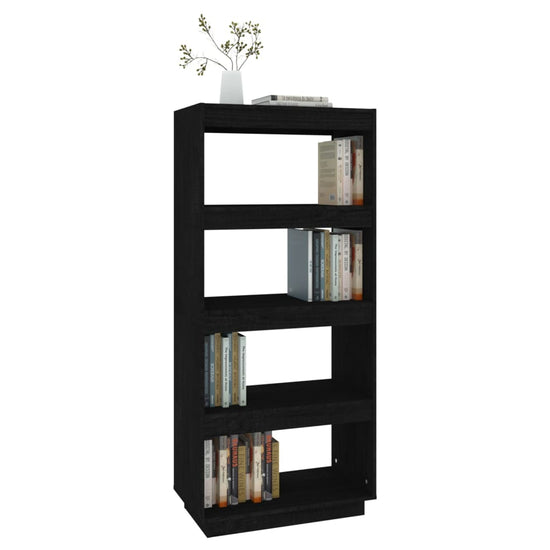 Boekenkast/kamerscherm 60x35x135 cm massief grenenhout zwart MeubelReus