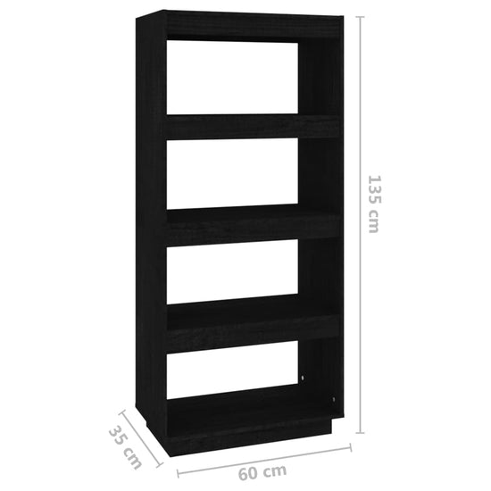 Boekenkast/kamerscherm 60x35x135 cm massief grenenhout zwart MeubelReus