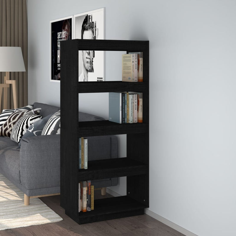 Boekenkast/kamerscherm 60x35x135 cm massief grenenhout zwart MeubelReus