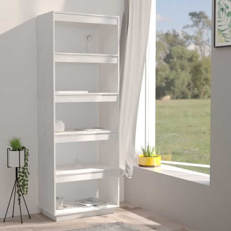 Boekenkast/kamerscherm 60x35x167 cm massief grenenhout wit MeubelReus
