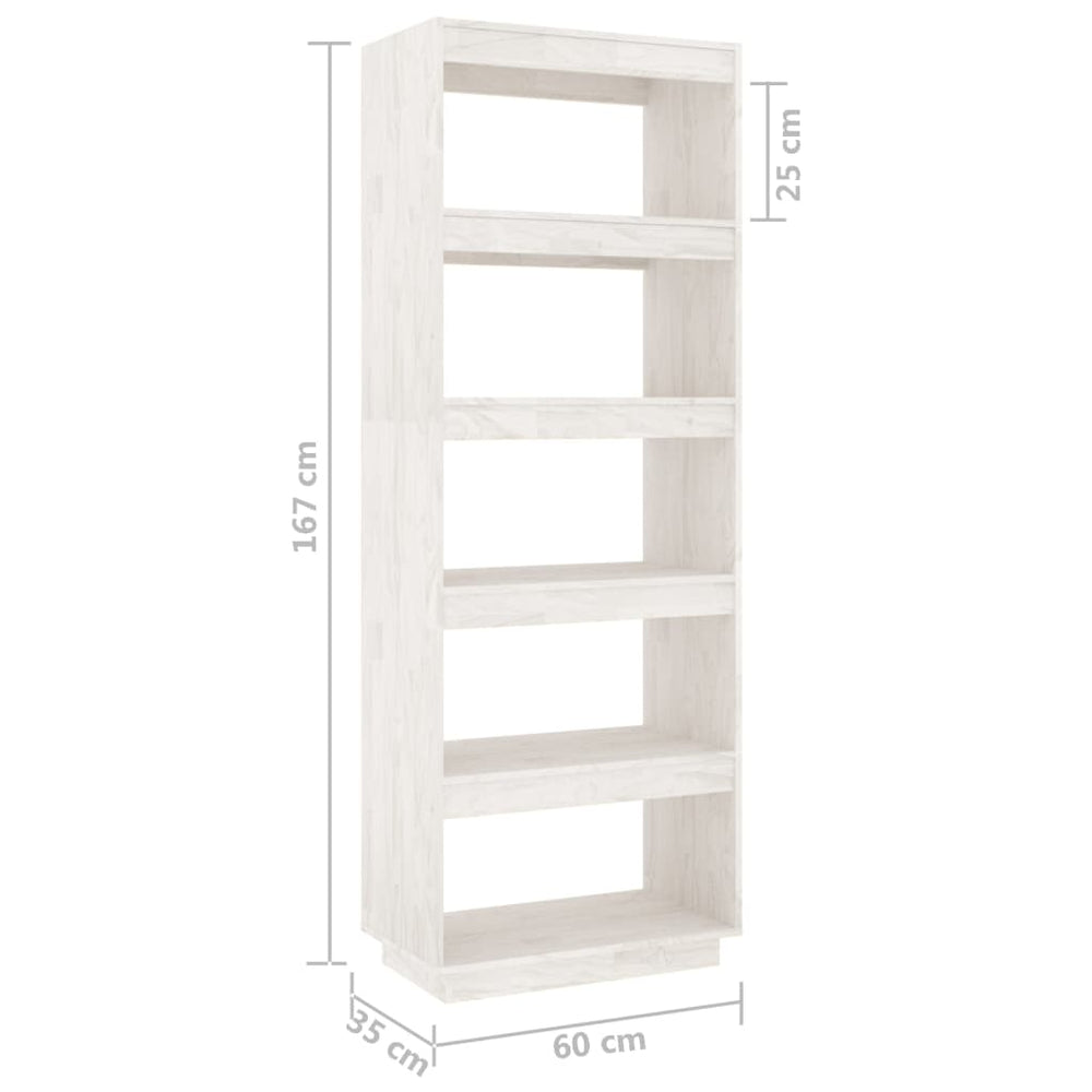 Boekenkast/kamerscherm 60x35x167 cm massief grenenhout wit MeubelReus