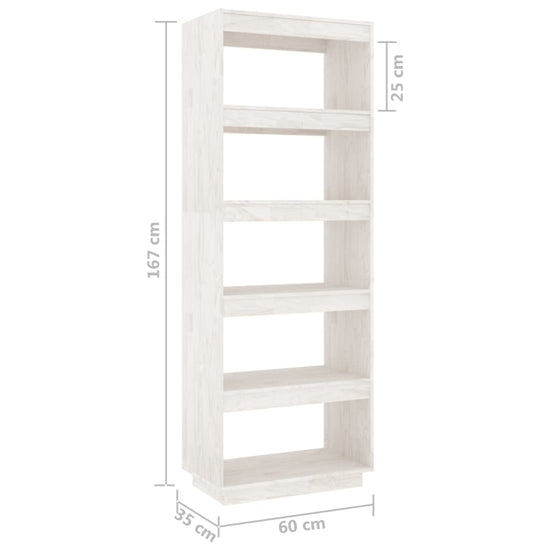Boekenkast/kamerscherm 60x35x167 cm massief grenenhout wit MeubelReus