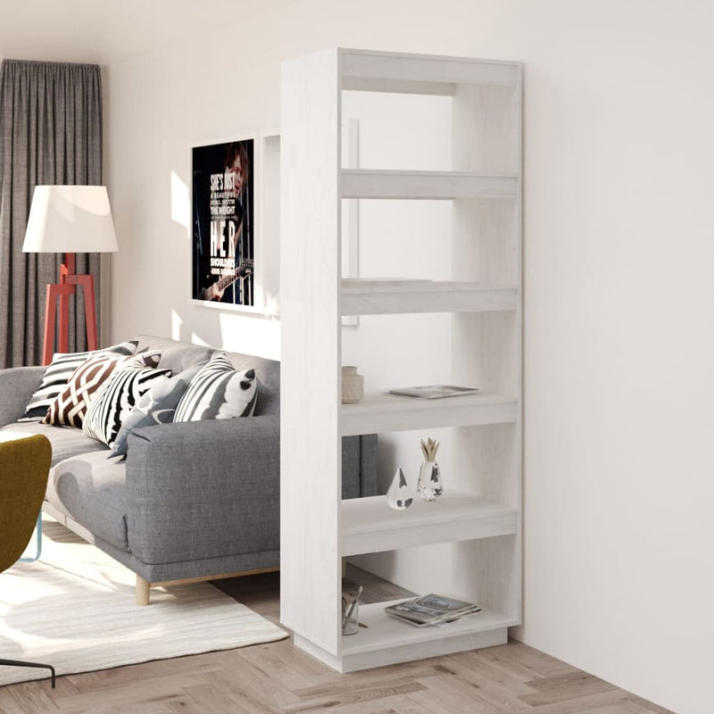 Boekenkast/kamerscherm 60x35x167 cm massief grenenhout wit MeubelReus