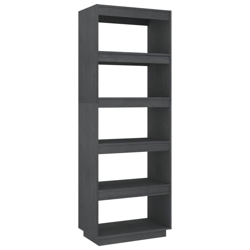 Boekenkast/kamerscherm 60x35x167 cm massief grenenhout grijs MeubelReus