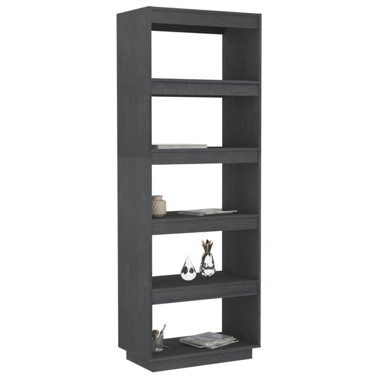 Boekenkast/kamerscherm 60x35x167 cm massief grenenhout grijs MeubelReus