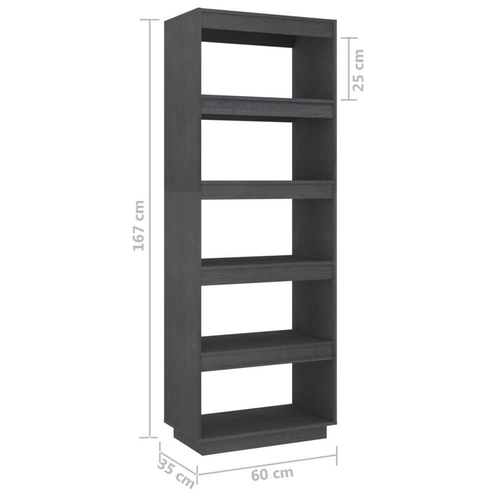 Boekenkast/kamerscherm 60x35x167 cm massief grenenhout grijs MeubelReus