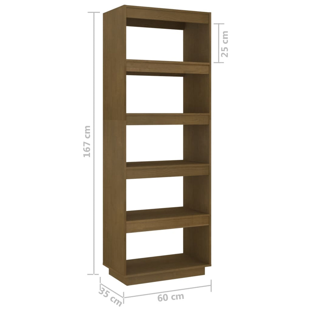 Boekenkast/kamerscherm 60x35x167 cm grenenhout honingbruin MeubelReus