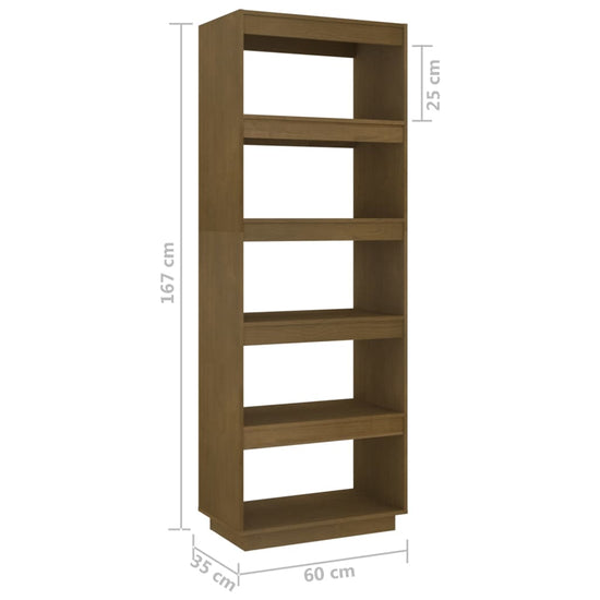 Boekenkast/kamerscherm 60x35x167 cm grenenhout honingbruin MeubelReus