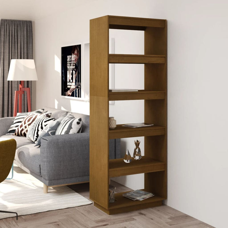 Boekenkast/kamerscherm 60x35x167 cm grenenhout honingbruin MeubelReus