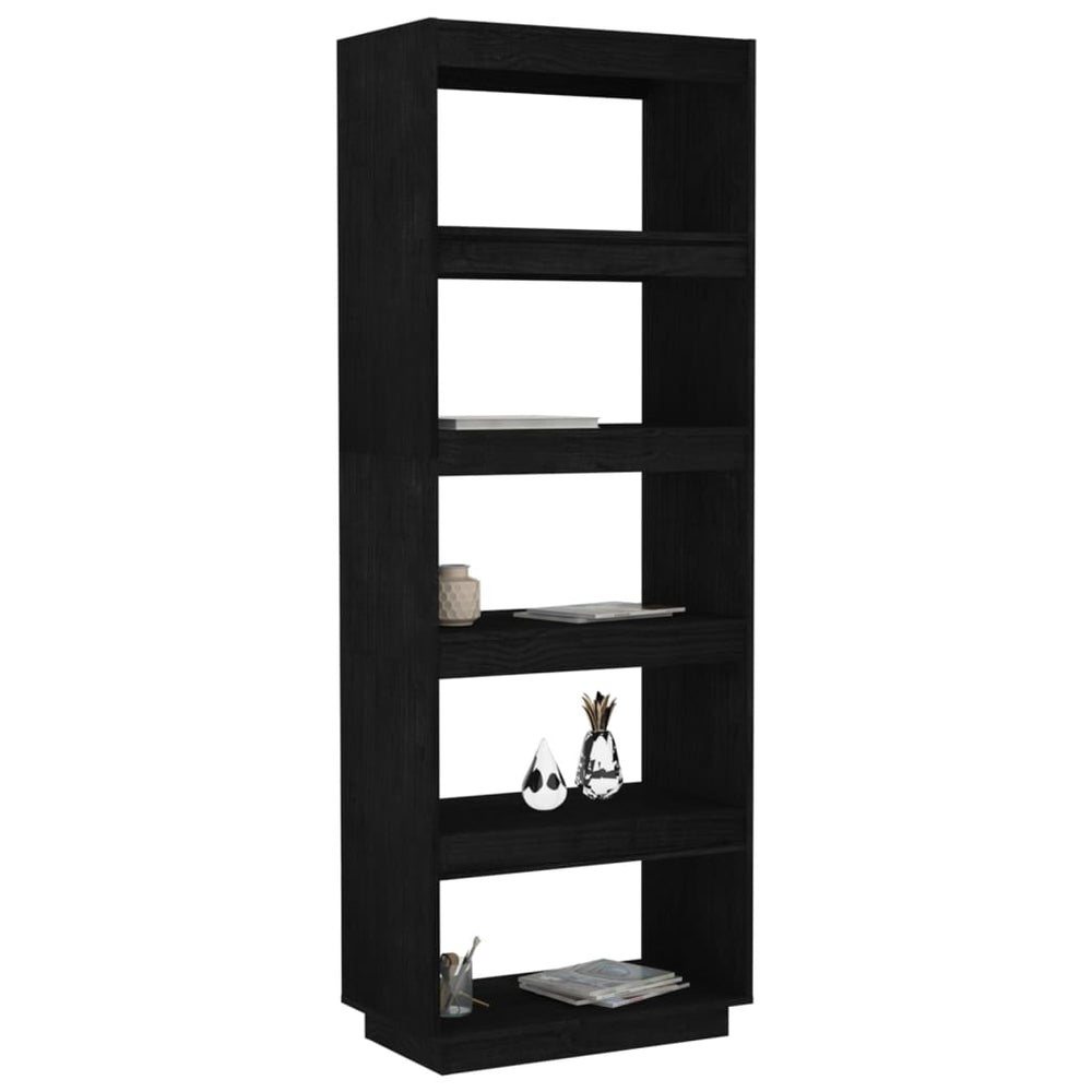 Boekenkast/kamerscherm 60x35x167 cm massief grenenhout zwart MeubelReus
