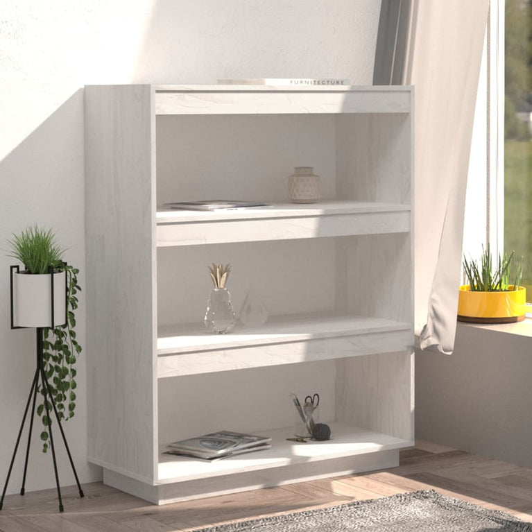 Boekenkast/kamerscherm 80x35x103 cm massief grenenhout wit MeubelReus