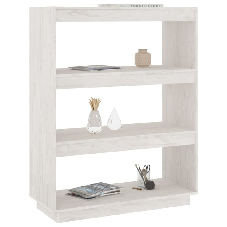 Boekenkast/kamerscherm 80x35x103 cm massief grenenhout wit MeubelReus