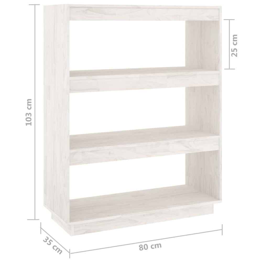 Boekenkast/kamerscherm 80x35x103 cm massief grenenhout wit MeubelReus