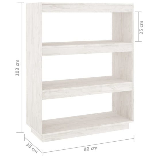 Boekenkast/kamerscherm 80x35x103 cm massief grenenhout wit MeubelReus