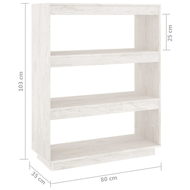 Boekenkast/kamerscherm 80x35x103 cm massief grenenhout wit MeubelReus