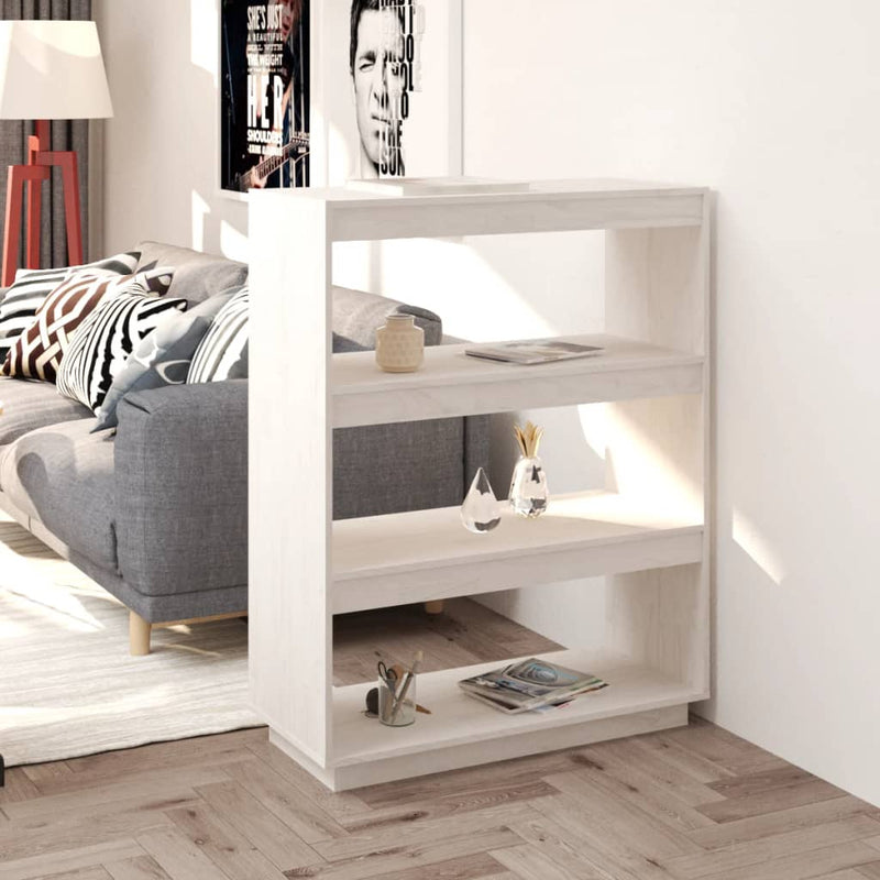 Boekenkast/kamerscherm 80x35x103 cm massief grenenhout wit MeubelReus