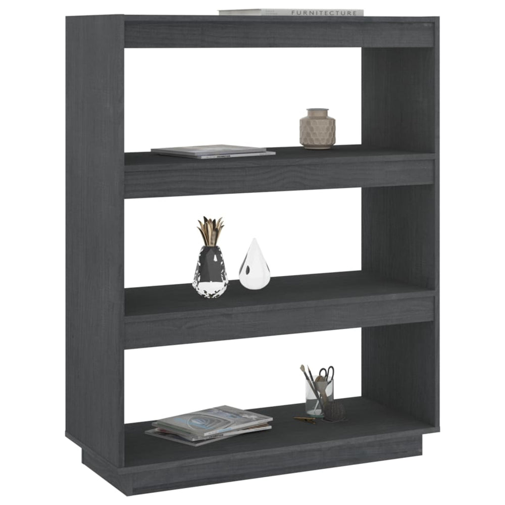 Boekenkast/kamerscherm 80x35x103 cm massief grenenhout grijs MeubelReus