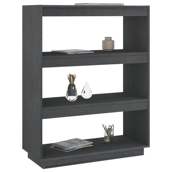 Boekenkast/kamerscherm 80x35x103 cm massief grenenhout grijs MeubelReus
