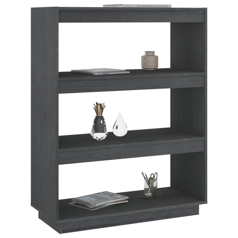 Boekenkast/kamerscherm 80x35x103 cm massief grenenhout grijs MeubelReus