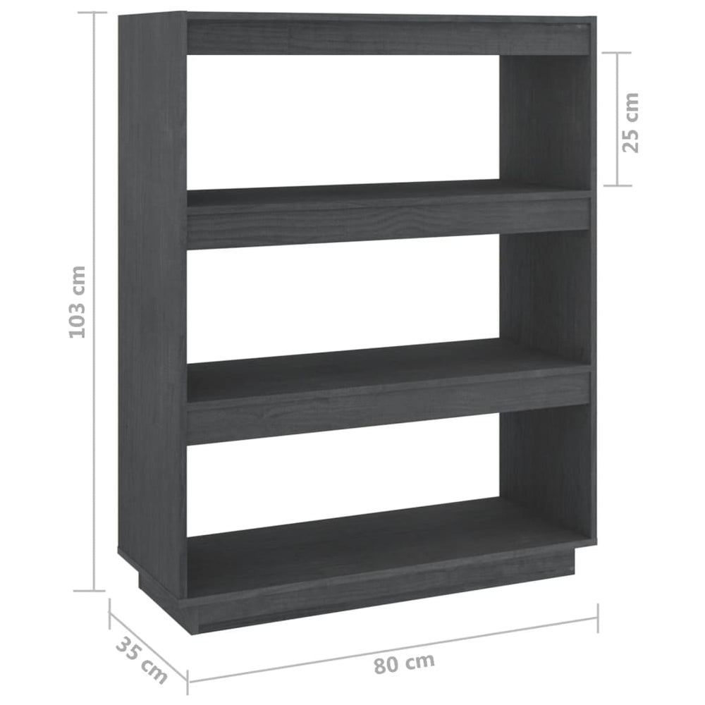 Boekenkast/kamerscherm 80x35x103 cm massief grenenhout grijs MeubelReus