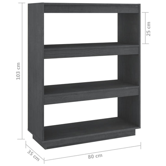 Boekenkast/kamerscherm 80x35x103 cm massief grenenhout grijs MeubelReus